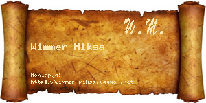 Wimmer Miksa névjegykártya